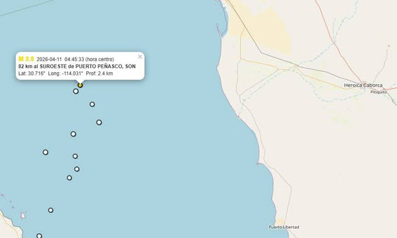 Registran dos sismos en Puerto Peñasco; no se reportaron daños