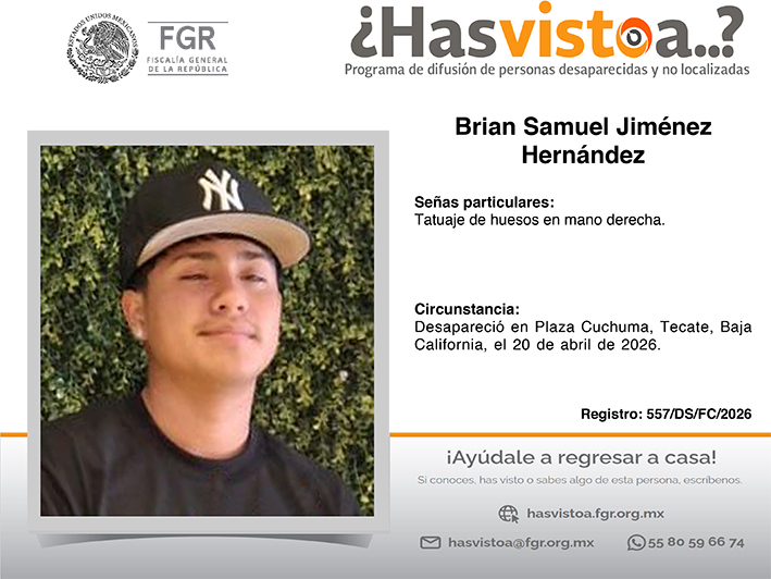 ¿Has visto a: Brian Samuel Jiménez Hernández?