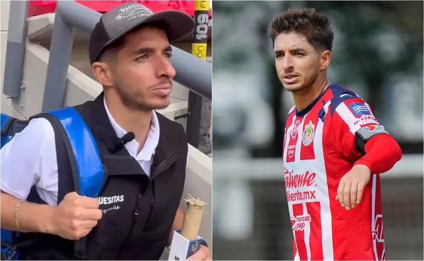 Isaac Brizuela es captado en un momento de cercanía con la afición en el Estadio Azteca