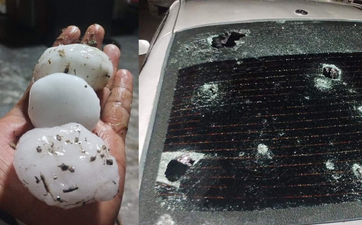 Lluvias y granizo causan daños en Nuevo León; autos terminan con cristales rotos