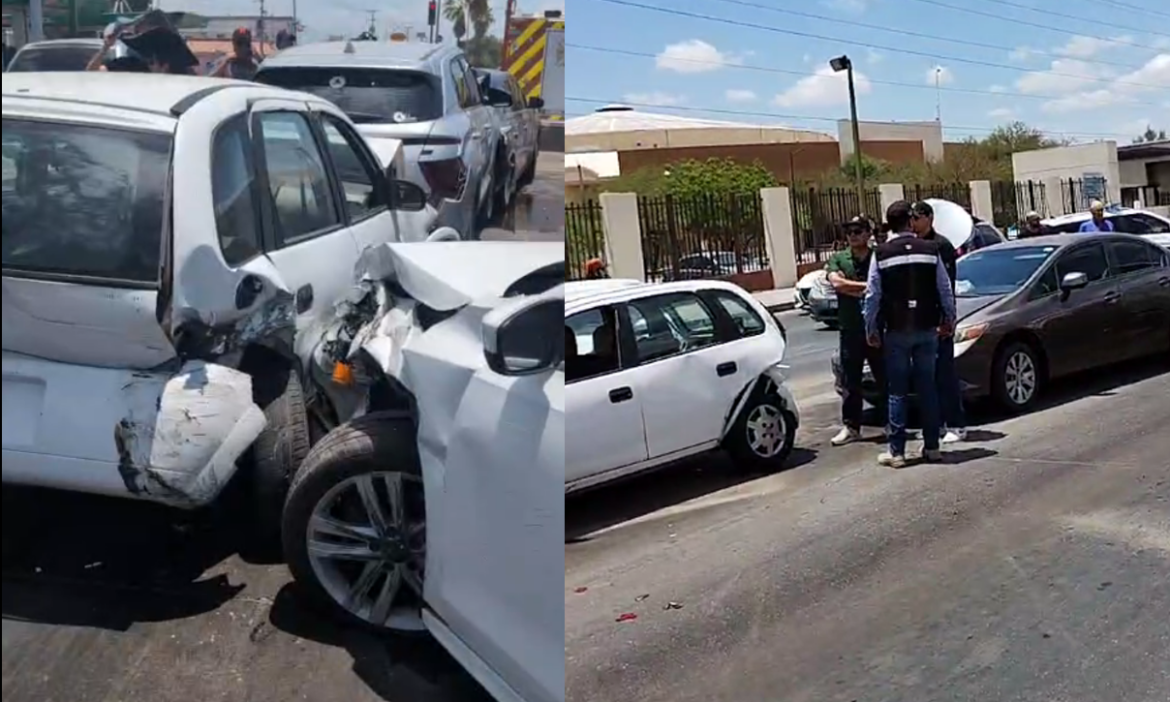 Chocan seis autos y resultan dos heridos en el bulevar Solidaridad y García Aburto