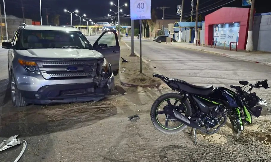 Resulta lesionado motociclista en choque en San Luis Río Colorado