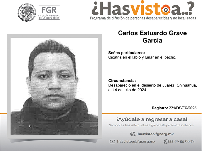 ¿Has visto a: Carlos Estuardo Grave García?