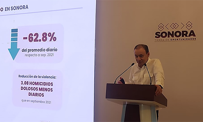 Disminuyen 68 por ciento homicidios dolosos en Sonora