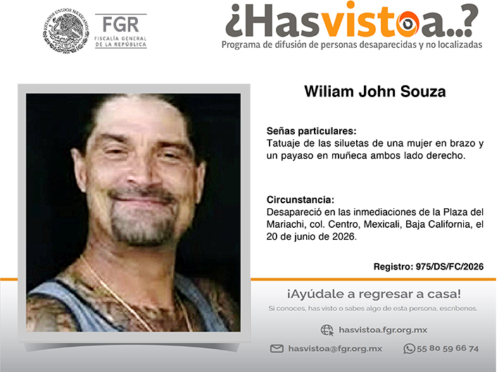 ¿Has visto a: Wiliam John Souza?