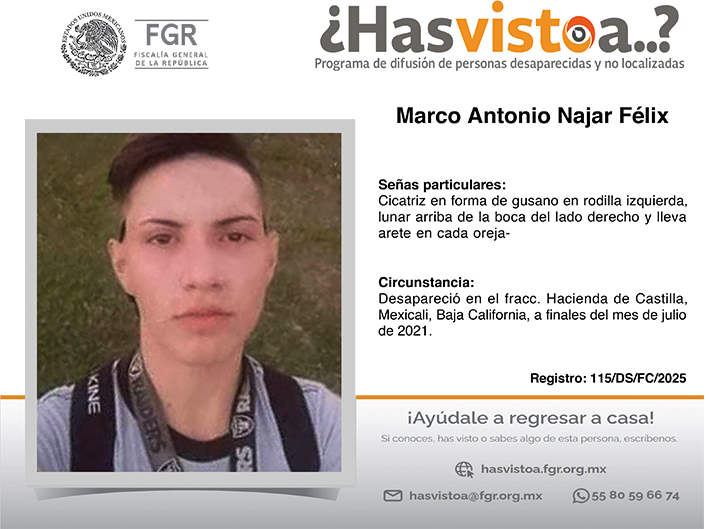 ¿Has visto a: Marco Antonio Najar Félix?