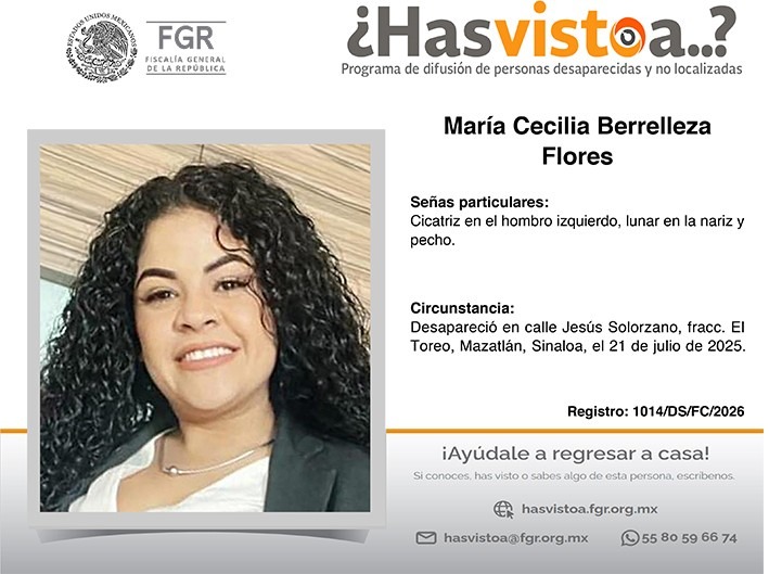 ¿Has visto a: María Cecilia Berrelleza Flores?