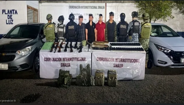 Operativo en Culiacán deja cuatro detenidos y decomiso de armamento de alto poder