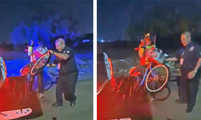 Evitan policías que ciclista cruce arroyo crecido en la colonia Primero Hermosillo