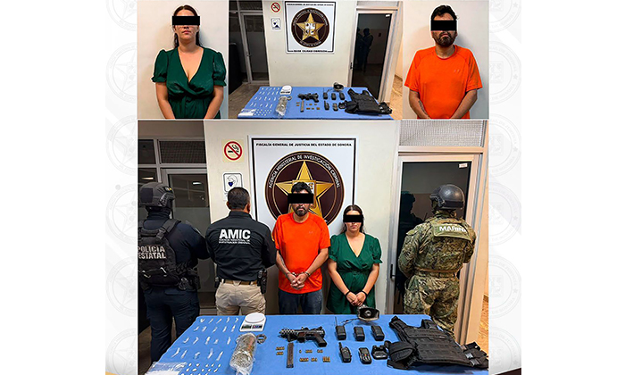 Atrapan en operativo a pareja con armas y droga en Ciudad Obregón