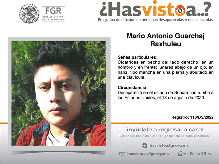 ¿Has visto a: Mario Antonio Guarchaj Raxhuleu?