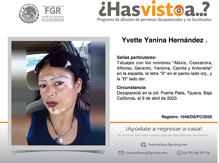 ¿Has visto a: Yvette Yanina Hernández?