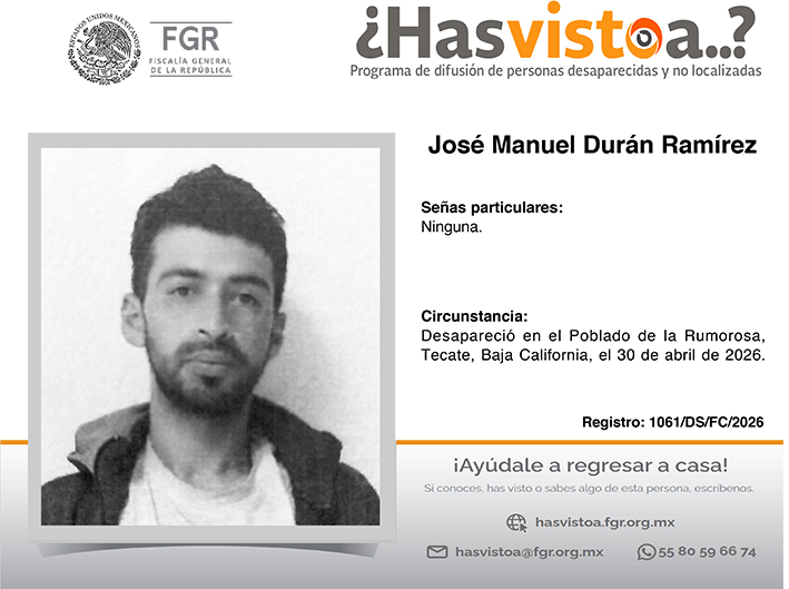 ¿Has visto a: José Manuel Durán Ramírez?