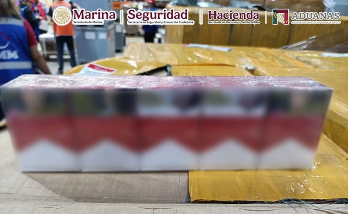 Decomisan casi 3 millones de cigarros ilícitos en el AICM