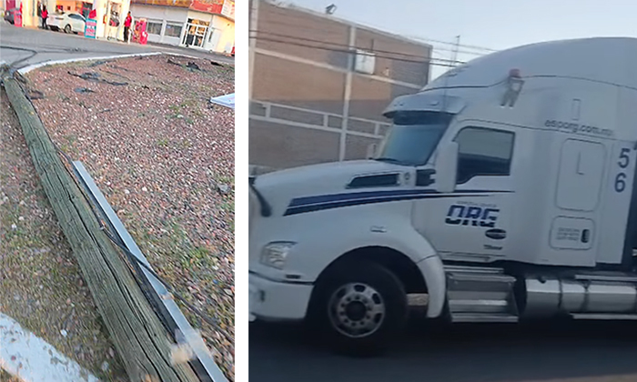 Derriba tractocamión poste de comunicaciones en la colonia Altares