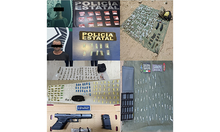 Aseguran a personas con armas y narcóticos