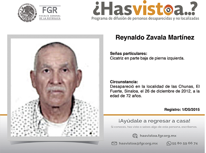 ¿Has visto a: Reynaldo Zavala Martínez?