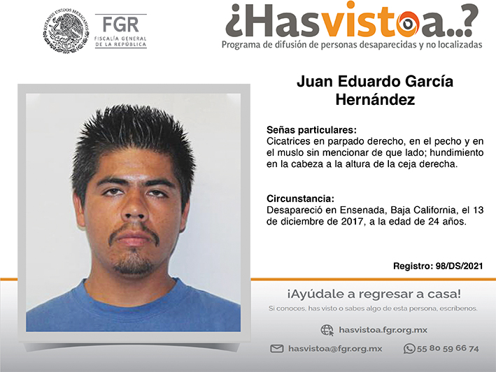 ¿Has visto a: Juan Eduardo García Hernández?