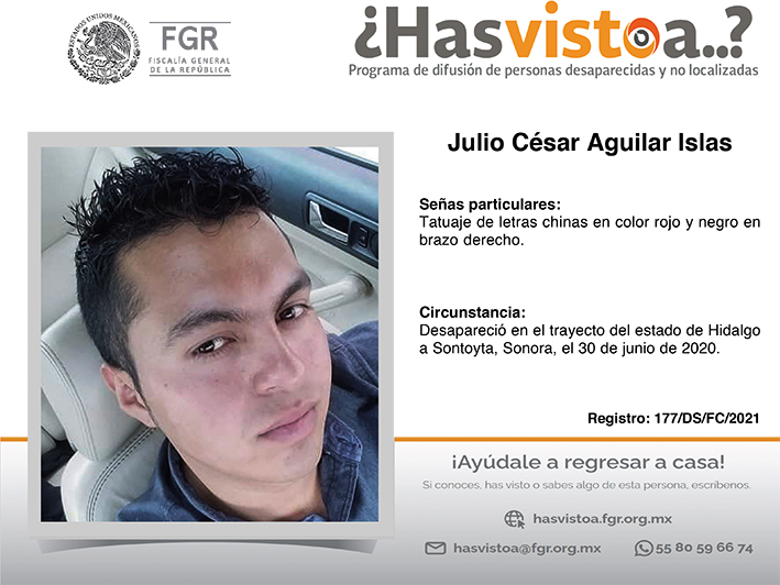 ¿Has visto a: Julio César Aguilar Islas?