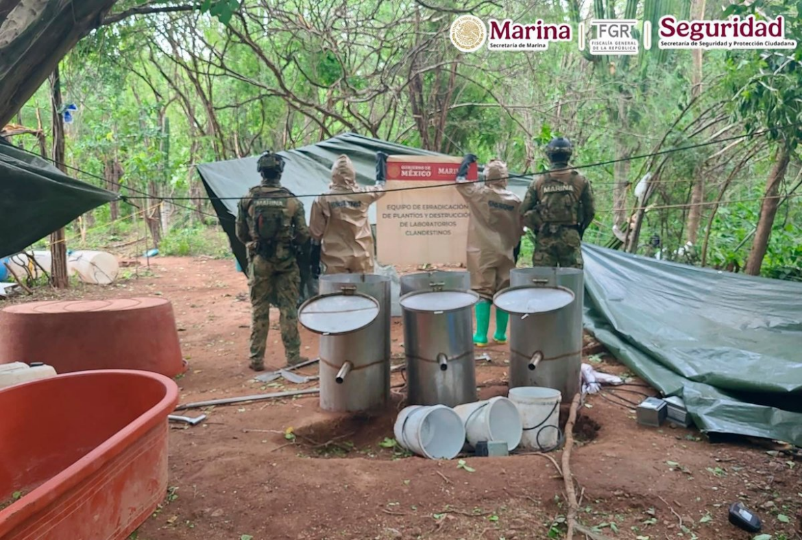 Defensa inhabilita narcolaboratorio en Guerrero; Semar erradica 62 mil plantas de mariguana en Nayarit