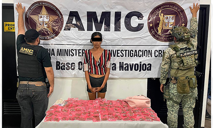 Capturan a mujer con 109 dosis de droga en Navojoa