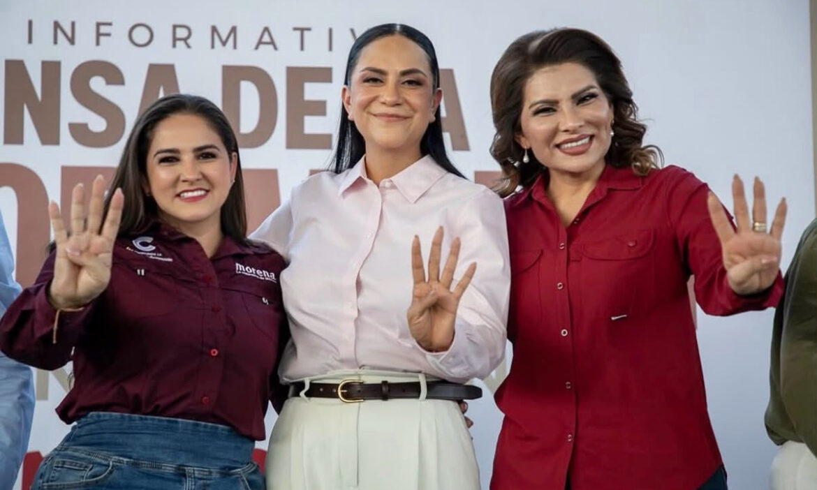 Celida López da la bienvenida a Ariadna Montiel en su visita a Hermosillo