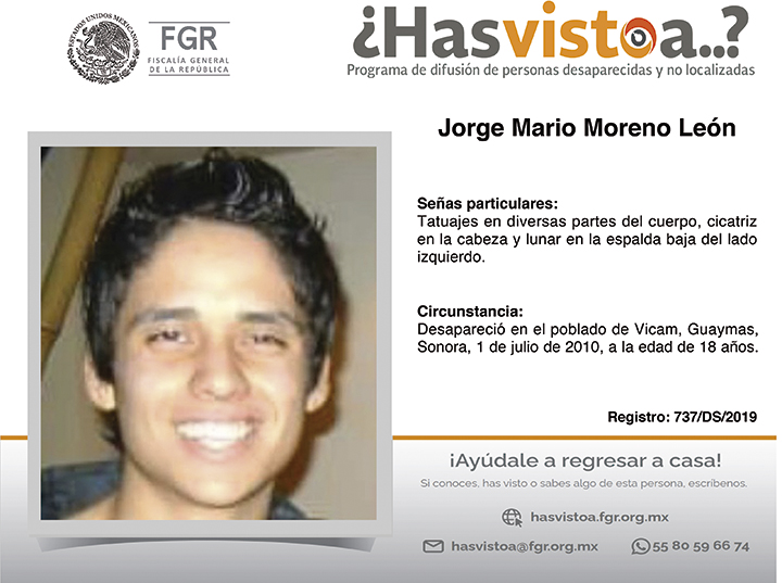 ¿Has visto a: Jorge Mario Moreno León?