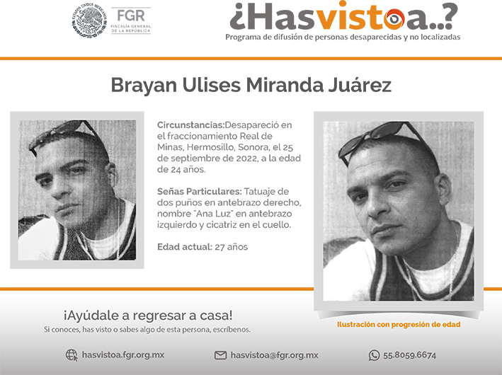 ¿Has visto a: Brayan Ulises Miranda Juárez?