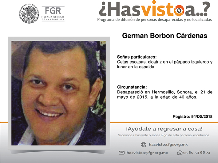 ¿Has visto a: German Borbon Cárdenas?