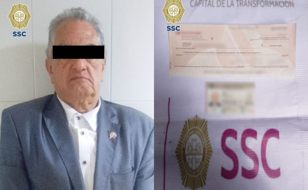 Detienen a adulto mayor por intentar cobrar cheque falso de 5.4 mdp en CDMX