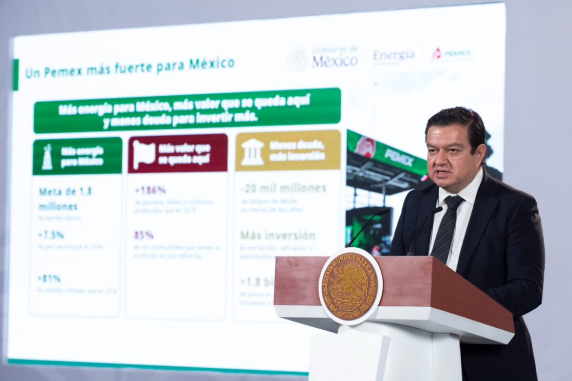 Pemex produce 87 de cada 100 litros de combustibles que vende y reduce su deuda a niveles de 2014
