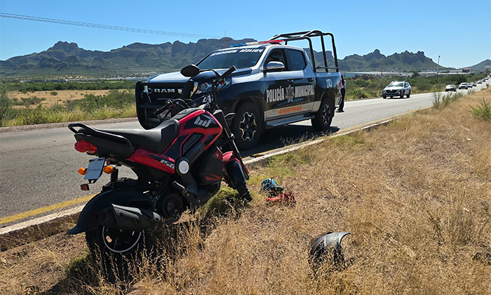 Resulta motociclista gravemente lesionado al norte de Guaymas